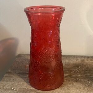 Fenton Rare Textured Floral Embossed Carnival Glass Vase Red Early 1900’s Acorn